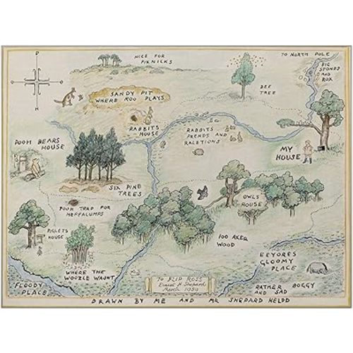 Lazun 100 Acre Wood Map The Pooh Jungle Rug - Area Rug for Home Décor, Soft, Non-Slip, Durable for Kid's Room, Living Room, Bed Room (60 * 36 Inches), Custom