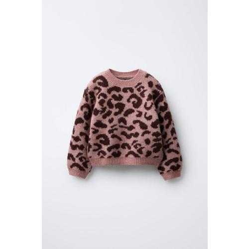 ANIMAL PRINT KNIT SWEATER - Pink | ZARA United States