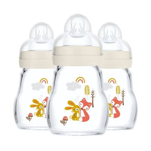 MAM Feel Good Glass Baby Bottle - Cream - 6oz/3pk