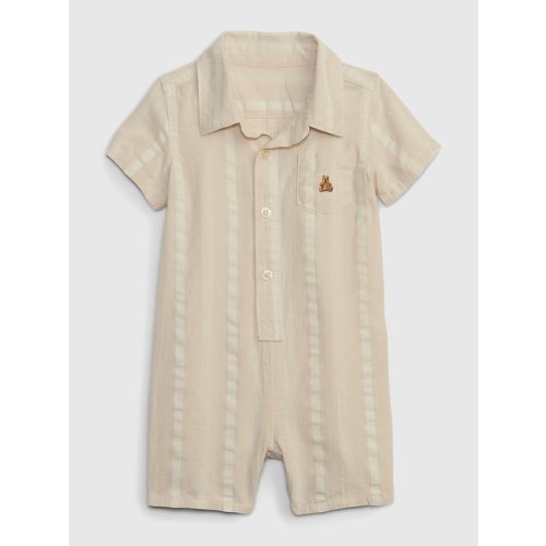 Baby Stripe Shorty One-Piece in anchorage cream