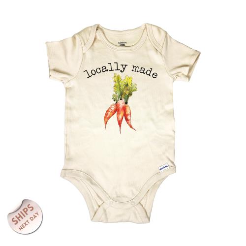 Locally Made Baby Bodysuit, Vegan Baby Shirt, Cute baby clothes, Farmers Market Baby Bodysuit, Baby Shower Gift, 2000867