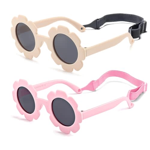 Baby flower Sunglasses with Strap girls polarized sunglasses Flexible Bendable Newborn UV400 Sunglasses for 0-24 months