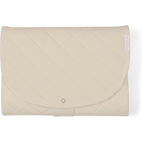 Makemake Organics Organic Portable Changing Pad GOTS Certified Organic Cotton Fill Portable Diaper Changing Mat Diaper Clutch Changing Station Kit Compact Travel Pad (33"x34", Solid Oat)