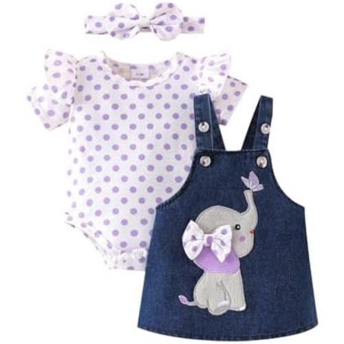 Baby Girl Clothes Newborn Ruffle Romper Elephant Jeans Skirt 0-18M
