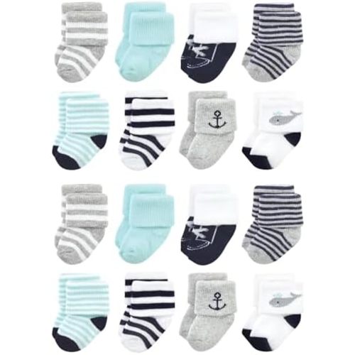 Hudson Baby Unisex Cotton Rich Baby Terry Socks 16-Pack