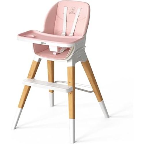 8 in 1 Highchair, Convertible Wooden Baby High Chair with Tray, Adjustable High Chair for Babies and Toddlers, Easy to Clean, Grow with Family|Booster|Learning Table|High Stool