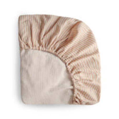 Mushie Extra Soft Muslin Crib Sheet, Natural Stripe