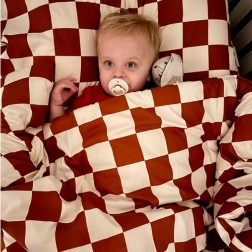 Toddler Bedding Set Pumpkin Checkered