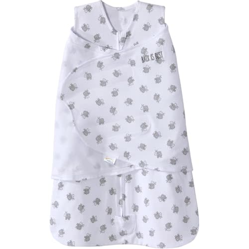 HALO 100% Cotton Sleepsack Swaddle, 3-Way Adjustable Wearable Blanket, TOG 1.5, Lamb Scribble White, Newborn, 0-3 Months