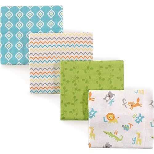 Luvable Friends Unisex Baby Cotton Flannel Receiving Blankets, Abc 4-Pack, One Size