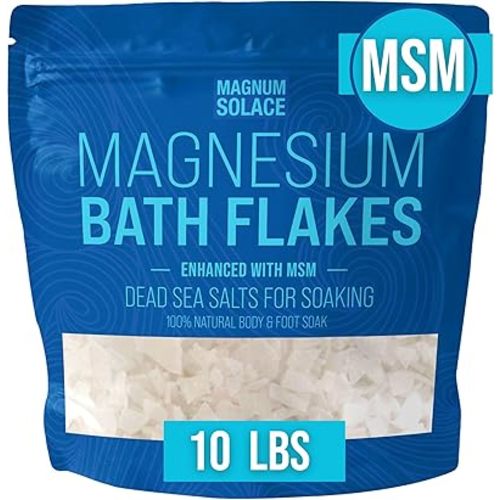 Magnesium Flakes with MSM - Magnesium Chloride Flakes - Dead Sea Salts for Soaking, 10 LBS