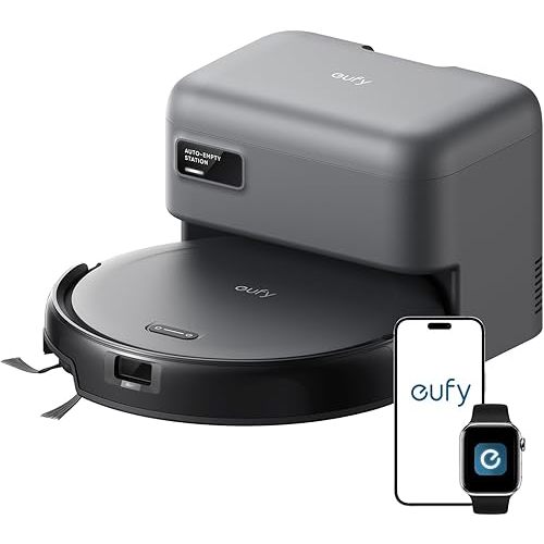 eufy C10 Robot Vacuum Self Emptying, 8 Weeks Hands Free, Advanced Smart Mapping with LiDAR Navigation, 2.85-Inch Slim Design, Powerful Suction, Edge Expansion Brush for Pet Hair, Carpet Detection