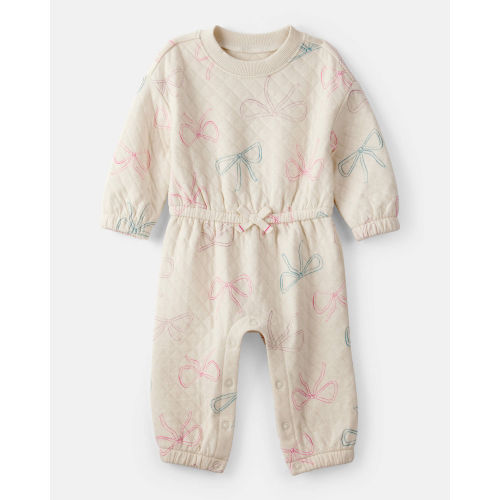 Baby Girl Bow Print Long-Sleeve Jumpsuit - Ivory - Carter's | Carter's