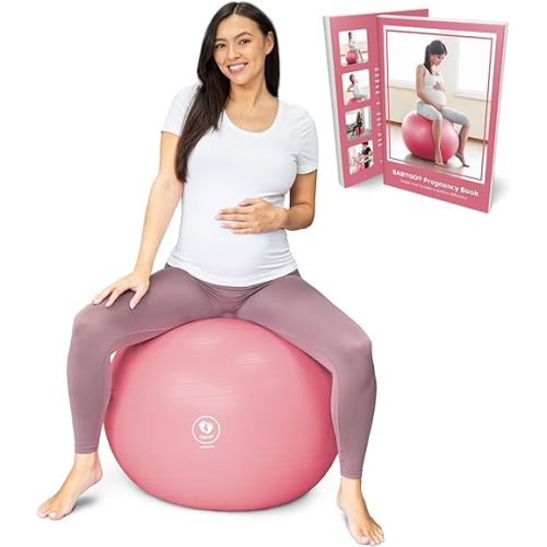 BABYGO Birthing Ball - Pregnancy Yoga Labor & Exercise Ball & Book Set Trimester Targeting, Maternity Physio, Birth & Recovery Plan Included Anti Burst Eco Friendly