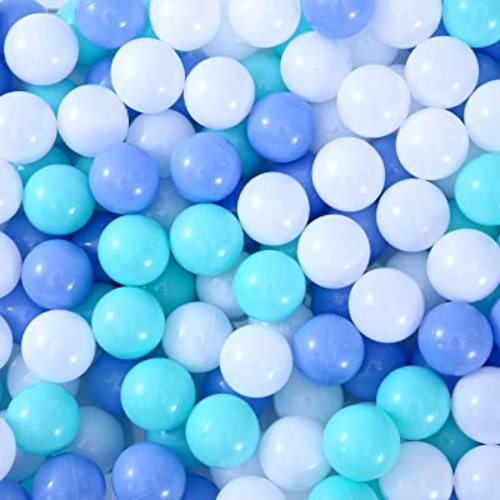 Ball Pit Balls 100pcs Crush Proof Plastic Balls for Girls Boys Ball Pit, BPA Free Non-Toxic Play Balls for Pit Pool, Playhouse, Tent, White Blue and Green