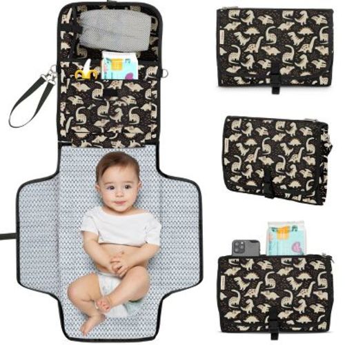 KeaBabies Ezee Portable Diaper Changing Pad, Portable Diaper Changing Mat, Waterproof Foldable Diaper Changing Pad (Dino Ridge)