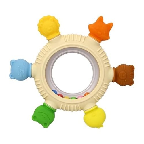 Baby Teething Toys Teething Rings Silicone Teethers for Babies 6-12 Months Baby Rattles & Plush Rings Sensory Toys for Soothing Sore Gums for Newborn Infant Essentials (Animals)