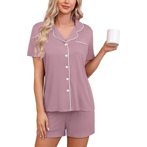 HNG Pajama Sets for Women 2 Piece PJ Sets Short Sleeve Lounge Set Fashion Sleepwear XS-3XL