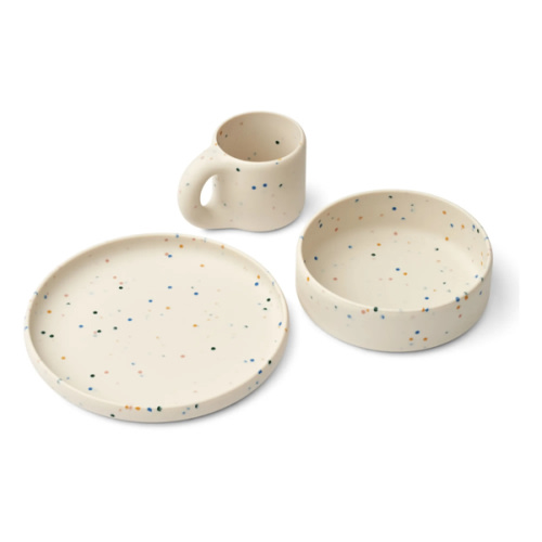 Andie silicone dinnerware set | Splash dots/Sea shell