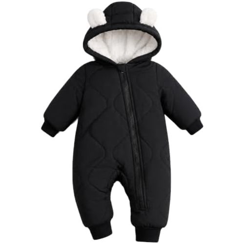 Happy Cherry Unisex Baby Snowsuit Zipper Hooded Fleece Lined Winter Warm Jacket Outwear