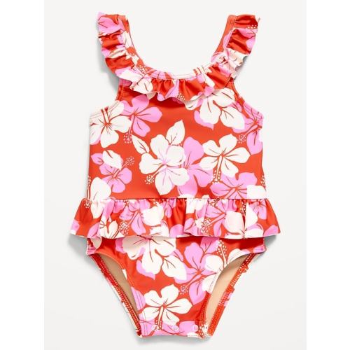 Printed Ruffle-Trim One-Piece Swimsuit for Baby