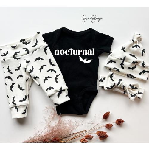 Nocturnal Bat Baby Outfit: Organic Cotton Newborn Gift