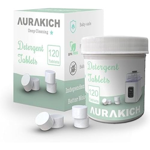 Bottle Washer Detergent Tablets - Deep Cleaning, 120 Tablets with Independent Bottle Pack (Better Moisture Proof), Fits Baby Brezza, Momcozy, GROWNSY & All Washers, Baby-Safe Formula