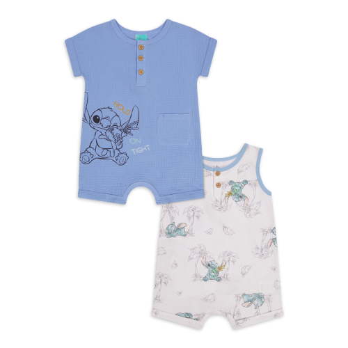 Stitch Baby Boys Short Sleeve and Sleeveless Romper Set, 2-Piece, Sizes 0/3M-24M