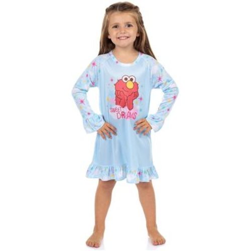 Sesame Street Toddler Girls Elmo Pajama Sweet Dreams Long Sleeve Ruffle Gown Baby Blue