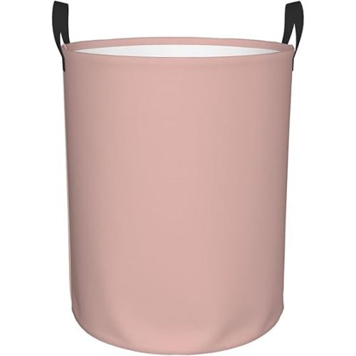 Large Laundry Hamper Bag, Dusty Rose Pale Pink Solid Trend Color Laundry Basket Collapsible Waterproof Storage Basket for College Dorm, Family Essentials