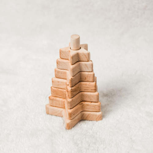Enjoy The Wood Star Stacking Toy - Natural Wooden Stacker – EasyTot