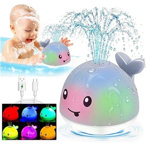 Bath Toys for Kids Ages 1-3 - Valentines Gifts Easter Basket Stuffers - 1 Year Old Girl Boy Gifts 1st First Birthday Gift - Light Up Whale Sprinkler Bathtub Water Pool Toys for Babies 6-12-18 Months