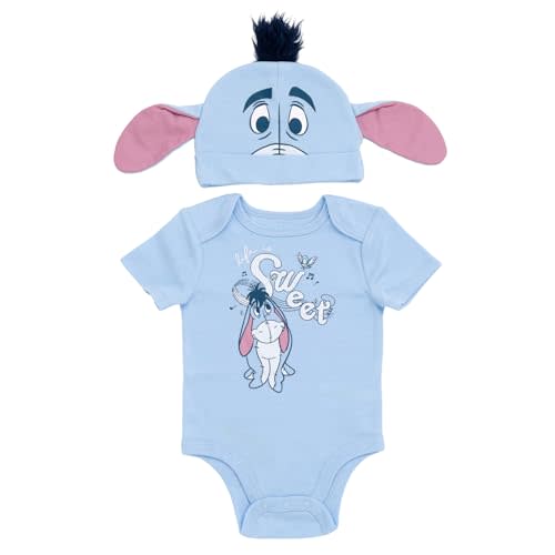 Disney Cosplay Baby Bodysuit and Hat Set Newborn to Infant Sizes (Newborn - 24 Months) | Cozy Pull-On Beanie Hat, Soft Cotton Blend, Expandable Neckline, Bottom Snap Closure