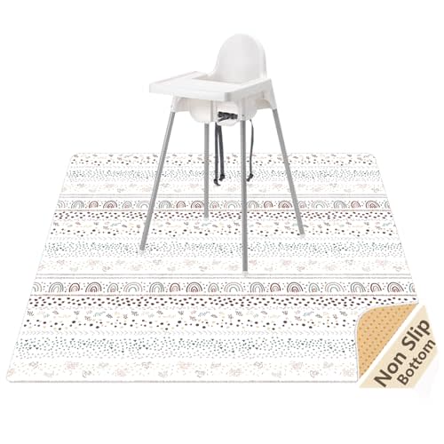 Splat Mat for Under High Chair/Arts/Crafts, WOMUMON Washable Spill Mat Waterproof Anti-Slip Floor Protector Splash Mat, Messy Mat and Table Cloth
