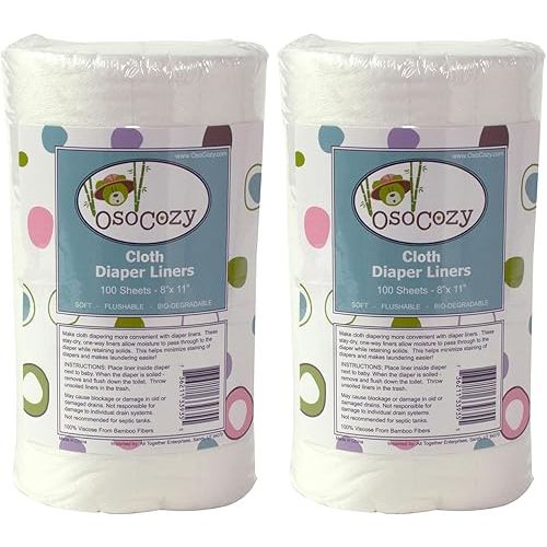 OsoCozy Flushable Diaper Liners - Make Cloth Diapering Convenient with Easy, Quick, Cloth Diaper Liners - Super Soft and Gentle on Baby’s Skin (Pack of 2)