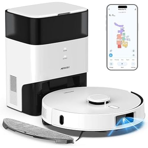 Robot Vacuum and Mop Self-Emptying with 12,000Pa, No-Collision Obstacle Avoidance, Carpet Detection, Anti-Tangle Brushes, 240 Mins, 75-Day Capacity, No-Go Zones, Home Mapping, App/Alexa Control