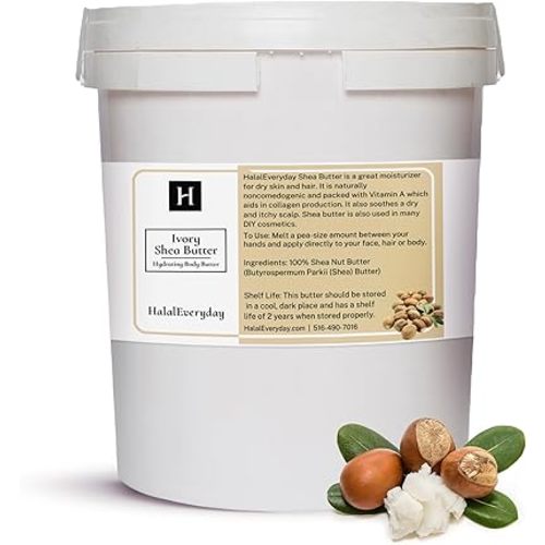 HalalEveryDay 28 oz Ivory Shea Butter- 100% Pure All Natural- Unrefined Organic Raw from Ghana- Raw African Shea Butter, Perfect for Skin, Face, Body, Hair Growth