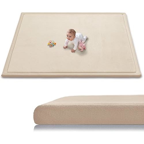 RONGFA Baby Play Mat for Floor,1.3" Thick Elasti-Foam Playpen Mat for Tummy Time, Easy Care with Non-Slip Cushioned for Infant,Kids and Toddler Crawling