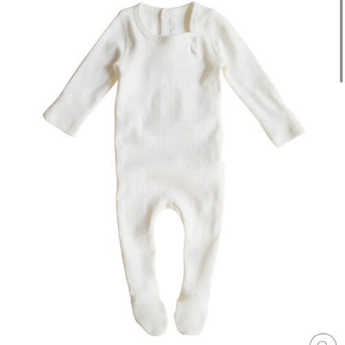 Pointelle Footie- Dove White