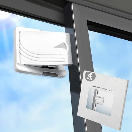 Sliding Door Lock Bar Secures Your Home and Pets (4 Pack -Grey)