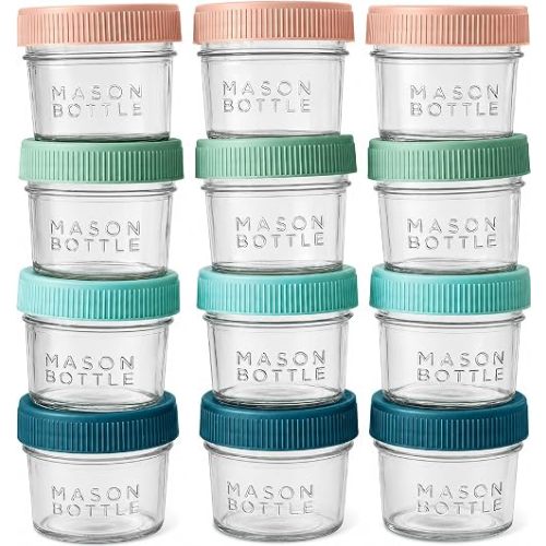 Mason Bottle Glass Breastmilk Storage Jars with Airtight Lids, 4oz,12-Pack