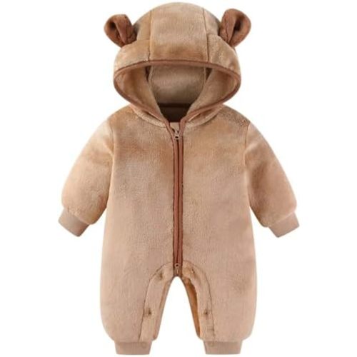 Fairy Baby Newborn Baby Bear Outfit Suit Thin Fleece Jumpsuit Romper Hooded Winter Clothes Snowsuit Coat Infant Girls Boys