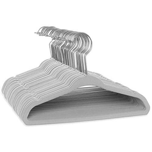 Casafield 50 Velvet Baby Hangers - 11" Size for Infant & Toddler Clothes - Gray
