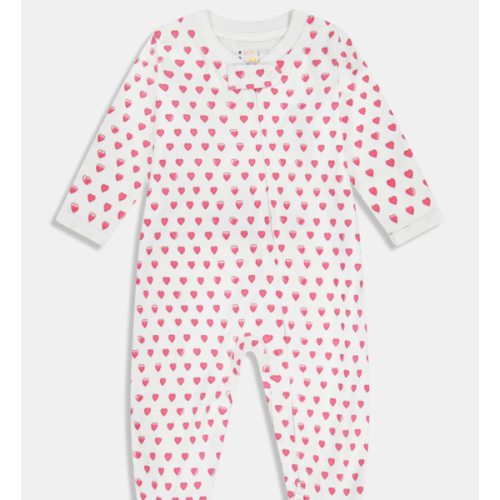 Infant Hearts Zipper Footie