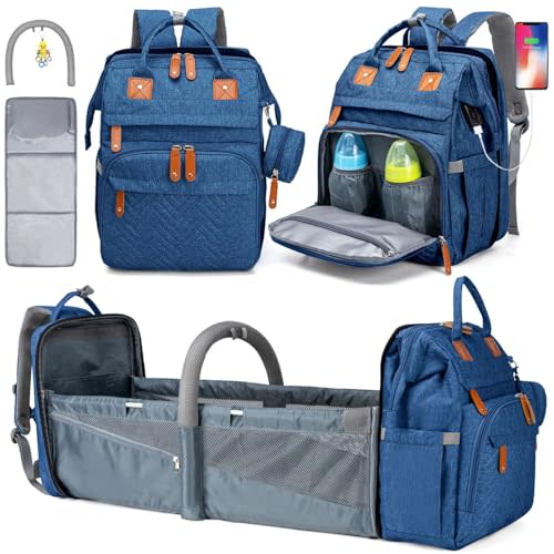 Diaper Bag Backpack with Detachable Changing Station, Large Capacity Baby Diaper Bags for Boys & Girls, Baby Registry Search Stuff & Shower Gifts, Newborn Essentials Must Haves, Blue