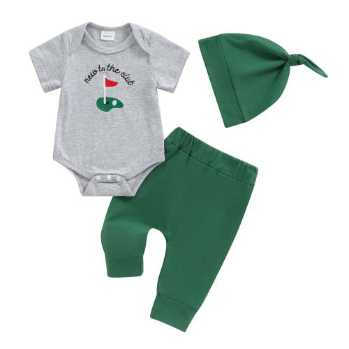 Okbabeha Baby Boy Golf Outfit Golf one-piece Romper+Golf Pants+Hat 3Piece Newborn Infant Golf Clothes Summer Birthday Set