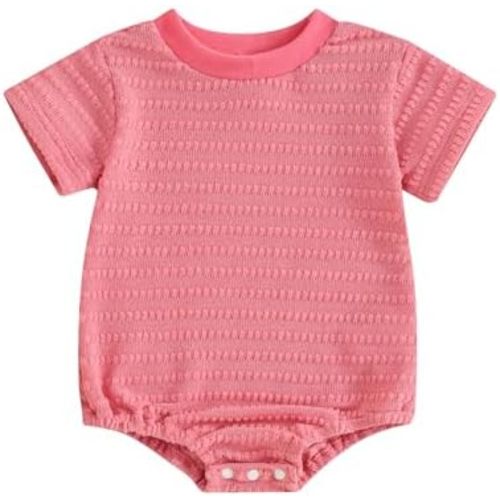 Newborn Baby Boy Girl Neutral Clothes Plain Cotton Bubble Romper Solid Short Sleeve Bodysuit Summer Outfit