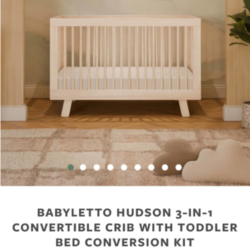 Babyletto Hudson 3-in-1 Convertible Crib with Toddler Bed Conversion Kit