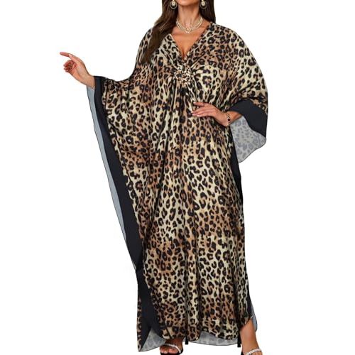 Kaftan Dresses for Women V Neck Caftans Batwing Sleeve Beach Cover Ups | JILUVIN Plus Size Long Floral Print Dress, Loose Fit Maxi Casual Moomoo, Lounge House Mumu Nightgown Summer Vocation 2026