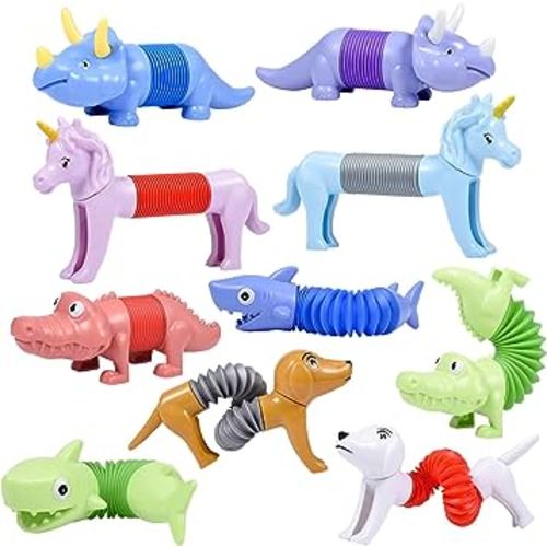 Boxgear 5-Pack Pop Tubes Mixed Animal Fidget Toys – AnimalTubes for Toddlers – Cute Animal Sensory Fidget Toys for Girls and Boys – Stress-Relief Pop Sound Spring Toddler Toys